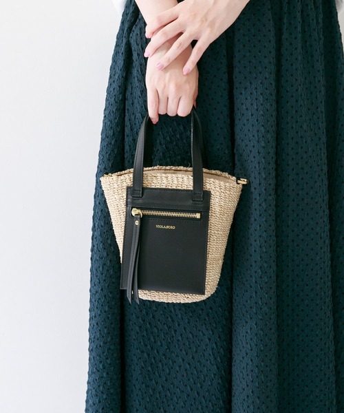 VIOLAd'ORO(ヴィオラドーロ)の「VIOLAd’ORO MIRO V-8716(かごバッグ・レディース・キャメル/ブラック/オフホワイト・ONE)」の3枚目の写真