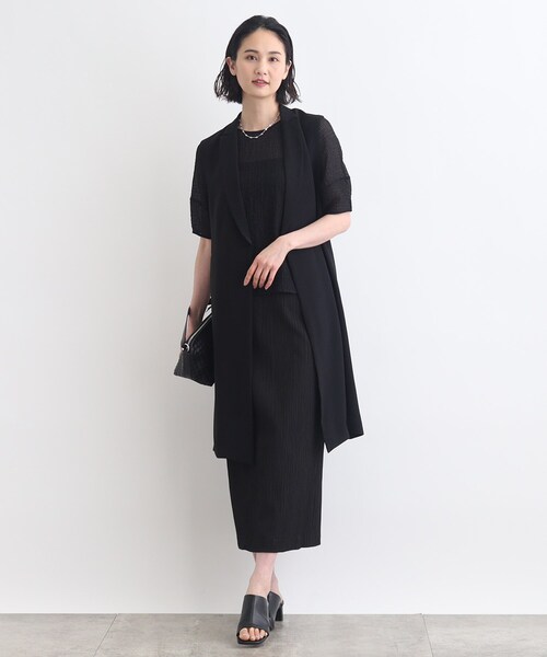 INDIVI - 新品 INDIVI 白 黒 ブラウス カットソー 38 アンサンブル 23区 セール】【洗える／凹凸素材】パフスリーブTブラウス（Tシャツ