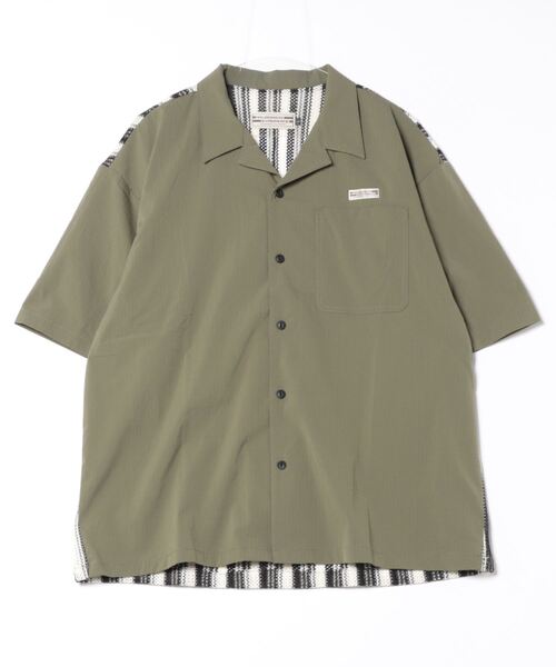 WILDERNESS EXPERIENCE(ウィルダネスエクスペリエンス)の「【WILDERNESS EXPERIENCE】Back switching shirt/バックニット編み切り替えシャツ(シャツ/ブラウス・メンズ・カーキ/ホワイト・2/3)」の2枚目の写真