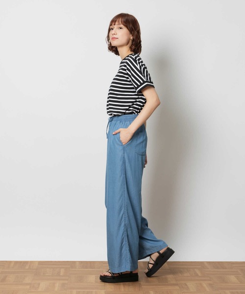 BACK NUMBER（バックナンバー）の「BACK NUMBER(バックナンバー)接触冷感デニムワイドパンツ（その他パンツ・レディース・ライトインディゴブルー/ダークインディゴブルー・L/M/S）」の20枚目の写真