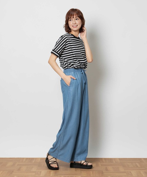 BACK NUMBER（バックナンバー）の「BACK NUMBER(バックナンバー)接触冷感デニムワイドパンツ（その他パンツ・レディース・ライトインディゴブルー/ダークインディゴブルー・L/M/S）」の19枚目の写真