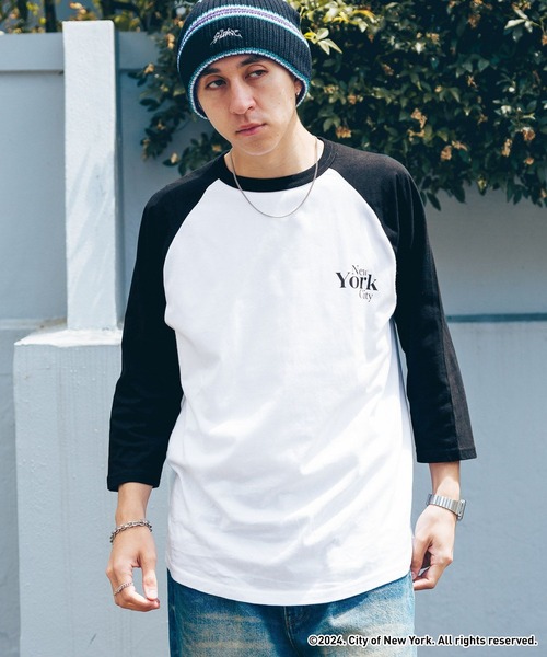 GOOD ROCK SPEED（グッドロックスピード）の「【NYC×GOOD ROCK SPEED】７分袖/ラグランロゴプリントTシャツ（Tシャツ/カットソー・メンズ・ブラック/ブラック系その他・LARGE/MEDIUM）」の8枚目の写真