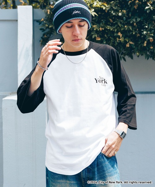 GOOD ROCK SPEED（グッドロックスピード）の「【NYC×GOOD ROCK SPEED】７分袖/ラグランロゴプリントTシャツ（Tシャツ/カットソー・メンズ・ブラック/ブラック系その他・LARGE/MEDIUM）」の9枚目の写真