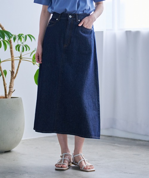 Arnold Palmer（アーノルドパーマー）の「Aライン デニムスカート（デニムスカート・レディース・ダークインディゴブルー/ブラック/ライトインディゴブルー・M/L/S）」の8枚目の写真