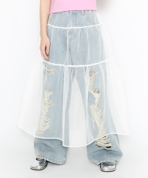 PUNYUS（プニュズ）の「オーガンジーティアードスカート（スカート・レディース・ホワイト/ブラック・1/2/4/3）」の5枚目の写真