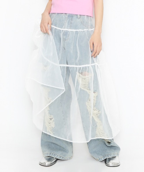 PUNYUS（プニュズ）の「オーガンジーティアードスカート（スカート・レディース・ホワイト/ブラック・1/2/4/3）」の8枚目の写真