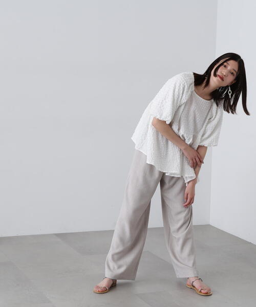 N.(N. Natural Beauty Basic)(エヌエヌナチュラルビューティーベーシック)の「◆フクレチェックボリュームブラウス(シャツ/ブラウス・レディース・オレンジ系その他/ホワイト系その他/オフホワイト・MEDIUM)」の7枚目の写真