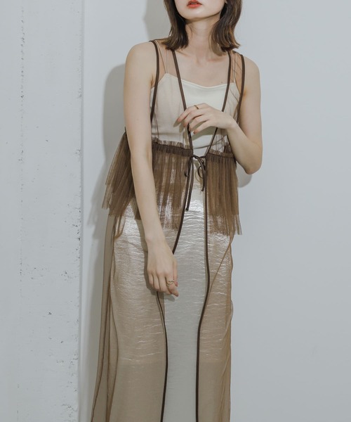 SENSE OF PLACE by URBAN RESEARCH（センスオブプレイスバイアーバンリサーチ）の「ウエストフリルチュールワンピース（ワンピース・レディース・ブラック/オフホワイト/ブラウン・ONE）」の3枚目の写真