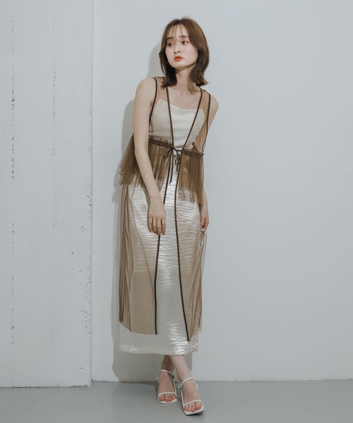 SENSE OF PLACE by URBAN RESEARCH（センスオブプレイスバイアーバンリサーチ）の「ウエストフリルチュールワンピース（ワンピース・レディース・ブラック/オフホワイト/ブラウン・ONE）」の7枚目の写真