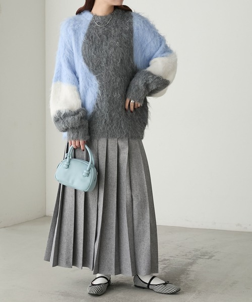 BONLECILL（ボンルシール）の「キャンディシャギーニュアンス配色ニットプルオーバー（ニット/セーター・レディース・チャコールグレー/グリーン/ピンク・FREE）」の8枚目の写真