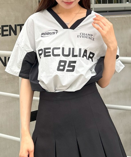 INGNI（イング）の「裾ドロストナイロンチュニックトップス／Ａ（Tシャツ/カットソー・レディース・ホワイト×ブラック/グレー系その他3/ブラック×ホワイト・M）」の3枚目の写真