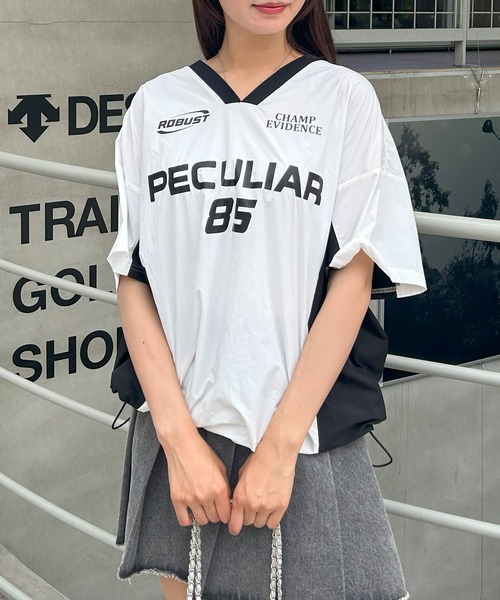 INGNI（イング）の「裾ドロストナイロンチュニックトップス／Ａ（Tシャツ/カットソー・レディース・ホワイト×ブラック/グレー系その他3/ブラック×ホワイト・M）」の5枚目の写真