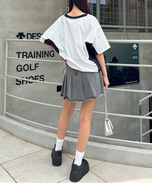 INGNI（イング）の「裾ドロストナイロンチュニックトップス／Ａ（Tシャツ/カットソー・レディース・ホワイト×ブラック/グレー系その他3/ブラック×ホワイト・M）」の11枚目の写真