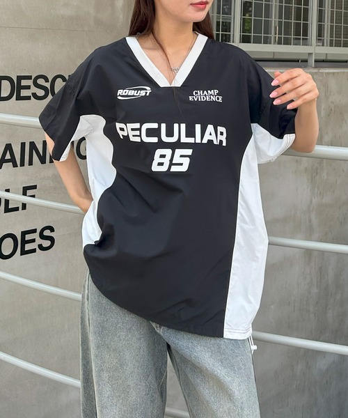 INGNI（イング）の「裾ドロストナイロンチュニックトップス／Ａ（Tシャツ/カットソー・レディース・ホワイト×ブラック/グレー系その他3/ブラック×ホワイト・M）」の13枚目の写真