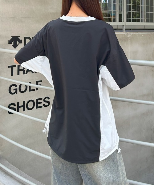 INGNI（イング）の「裾ドロストナイロンチュニックトップス／Ａ（Tシャツ/カットソー・レディース・ホワイト×ブラック/グレー系その他3/ブラック×ホワイト・M）」の16枚目の写真