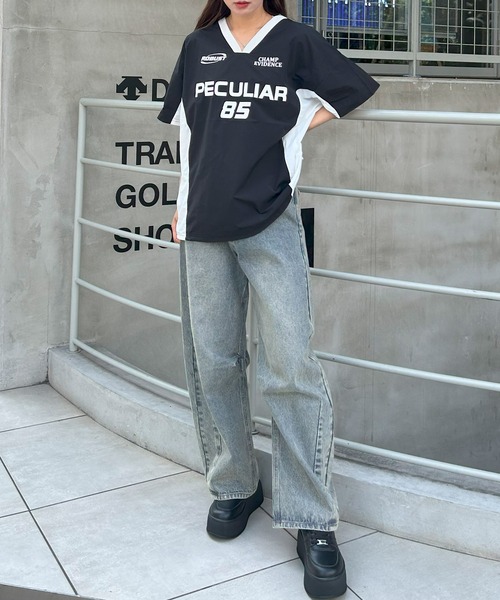 INGNI（イング）の「裾ドロストナイロンチュニックトップス／Ａ（Tシャツ/カットソー・レディース・ホワイト×ブラック/グレー系その他3/ブラック×ホワイト・M）」の17枚目の写真