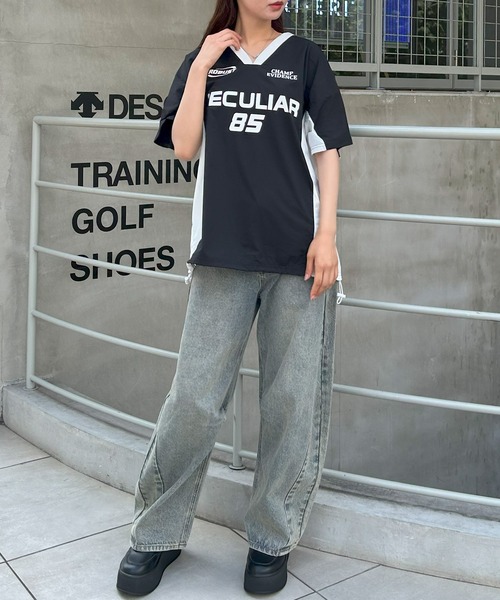 INGNI（イング）の「裾ドロストナイロンチュニックトップス／Ａ（Tシャツ/カットソー・レディース・ホワイト×ブラック/グレー系その他3/ブラック×ホワイト・M）」の18枚目の写真