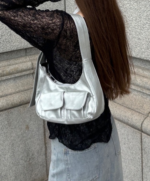 Birthday room（バースデイルーム）の「2ポケットハンドバッグ（ハンドバッグ・レディース・シルバー/ブラック・FREE）」の7枚目の写真