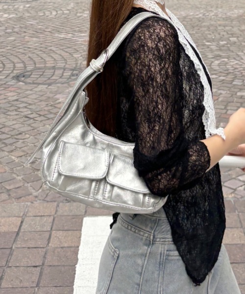 Birthday room（バースデイルーム）の「2ポケットハンドバッグ（ハンドバッグ・レディース・シルバー/ブラック・FREE）」の5枚目の写真