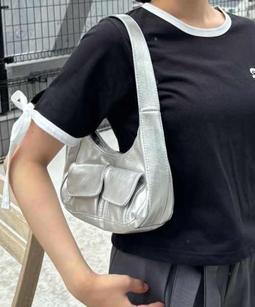 Birthday room（バースデイルーム）の「2ポケットハンドバッグ（ハンドバッグ・レディース・シルバー/ブラック・FREE）」の4枚目の写真