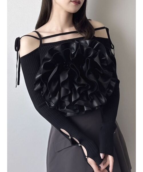 dazzlin（ダズリン）の「モチーフフラワービスチェ（キャミソール・レディース・ブラック/アイボリー/インディゴブルー/オレンジ・FREE）」の3枚目の写真