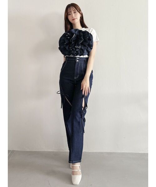 dazzlin（ダズリン）の「モチーフフラワービスチェ（キャミソール・レディース・ブラック/アイボリー/インディゴブルー/オレンジ・FREE）」の20枚目の写真