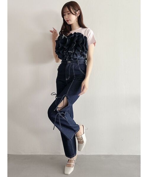 dazzlin（ダズリン）の「モチーフフラワービスチェ（キャミソール・レディース・ブラック/アイボリー/インディゴブルー/オレンジ・FREE）」の22枚目の写真