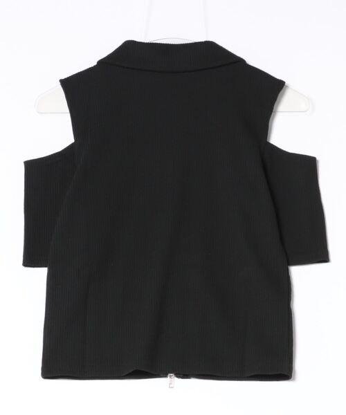 セール】《肩あき×ダブルジップ》レディース リブトップス