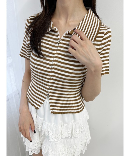 PHILLY（フィリー）の「Wジップボーダーカーディガン（カーディガン/ボレロ・レディース・ブラック/ブラウン/ピンク・FREE）」の3枚目の写真