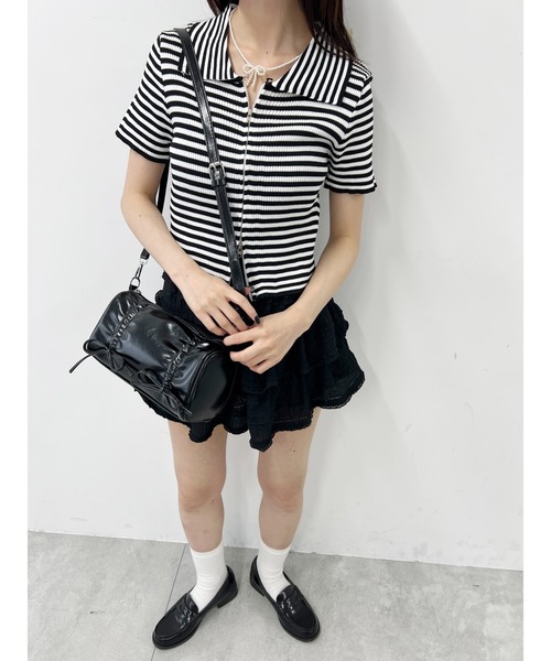 PHILLY（フィリー）の「Wジップボーダーカーディガン（カーディガン/ボレロ・レディース・ブラック/ブラウン/ピンク・FREE）」の7枚目の写真