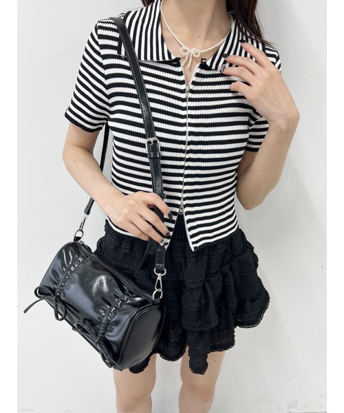 PHILLY（フィリー）の「Wジップボーダーカーディガン（カーディガン/ボレロ・レディース・ブラック/ブラウン/ピンク・FREE）」の6枚目の写真