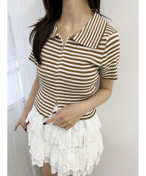 PHILLY（フィリー）の「Wジップボーダーカーディガン（カーディガン/ボレロ・レディース・ブラック/ブラウン/ピンク・FREE）」の5枚目の写真