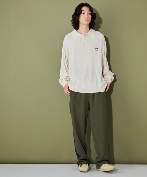 CITEN（シテン）の「＜CITEN＞ハイゲージニットポロ（ニット/セーター・メンズ・オフホワイト/ネイビー・L/M）」の5枚目の写真