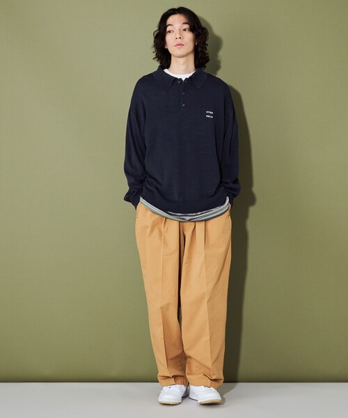 CITEN（シテン）の「＜CITEN＞ハイゲージニットポロ（ニット/セーター・メンズ・オフホワイト/ネイビー・L/M）」の7枚目の写真