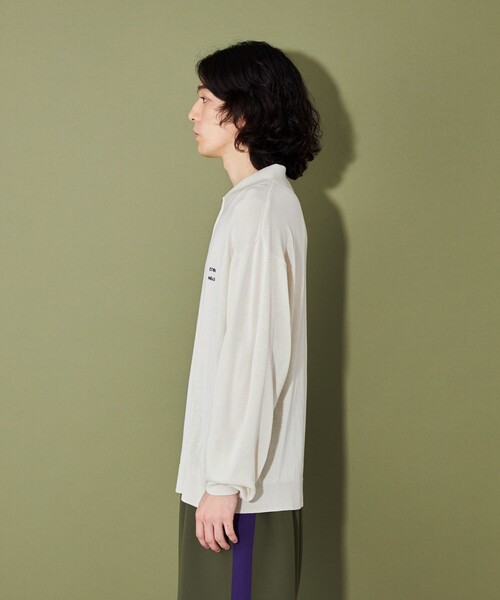 CITEN（シテン）の「＜CITEN＞ハイゲージニットポロ（ニット/セーター・メンズ・オフホワイト/ネイビー・L/M）」の10枚目の写真