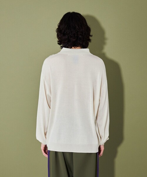 CITEN（シテン）の「＜CITEN＞ハイゲージニットポロ（ニット/セーター・メンズ・オフホワイト/ネイビー・L/M）」の11枚目の写真