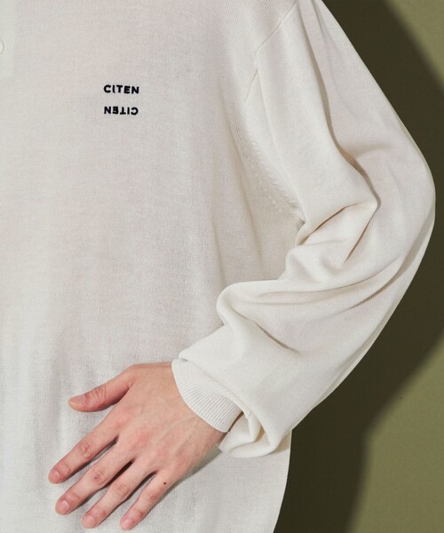 CITEN（シテン）の「＜CITEN＞ハイゲージニットポロ（ニット/セーター・メンズ・オフホワイト/ネイビー・L/M）」の13枚目の写真