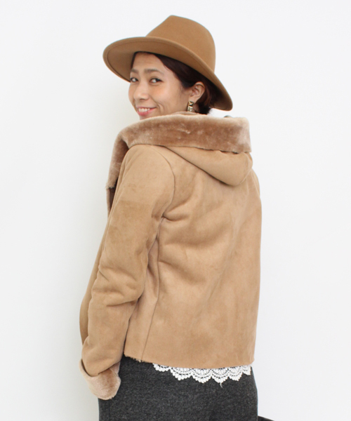 mystic（ミスティック）の「【予約限定★ニットプレゼント】ムートンショートコート（ムートンコート・レディース・ブラウン/モカ/キャメル・FREE）」の3枚目の写真