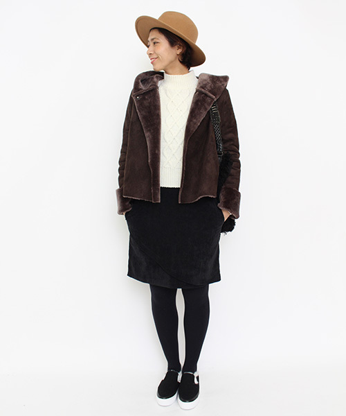 mystic（ミスティック）の「【予約限定★ニットプレゼント】ムートンショートコート（ムートンコート・レディース・ブラウン/モカ/キャメル・FREE）」の8枚目の写真