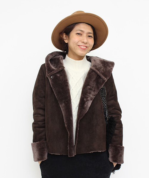 mystic（ミスティック）の「【予約限定★ニットプレゼント】ムートンショートコート（ムートンコート・レディース・ブラウン/モカ/キャメル・FREE）」の22枚目の写真