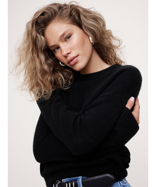 オーバーサイズ ミッドウェイト カシミヤ クルーネックセーター