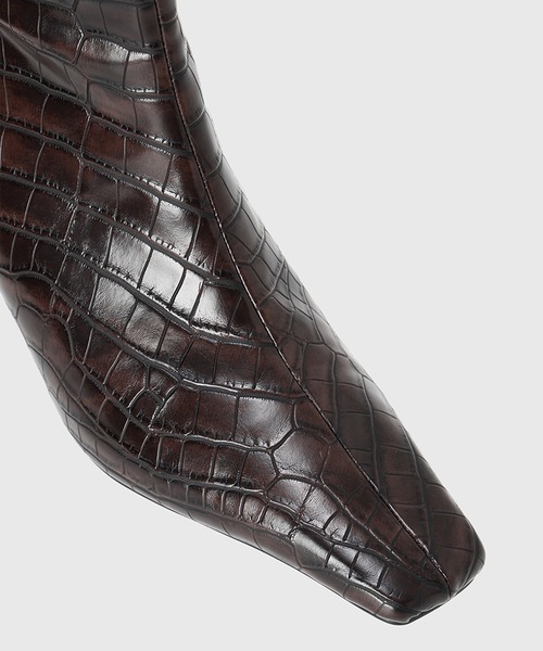 anuans（アニュアンス）の「スクエアトゥミドルブーツ（ブーツ・レディース・ブラック/ホワイト/ブラウン・SMALL/MEDIUM/LARGE）」の4枚目の写真