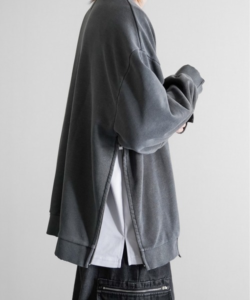 KUUUPY（クーピー）の「Side Zip Design Pigment Sweat - サイドジップデザインピグメント加工スウェット（スウェット・メンズ・チャコールグレー/ブラウン/ブルー・LARGE/MEDIUM/SMALL）」の6枚目の写真