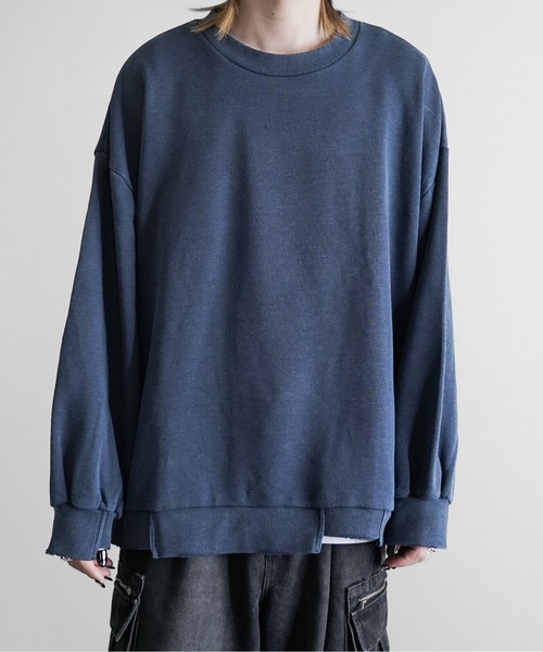 Side Zip Design Pigment Sweat - サイドジップデザイン