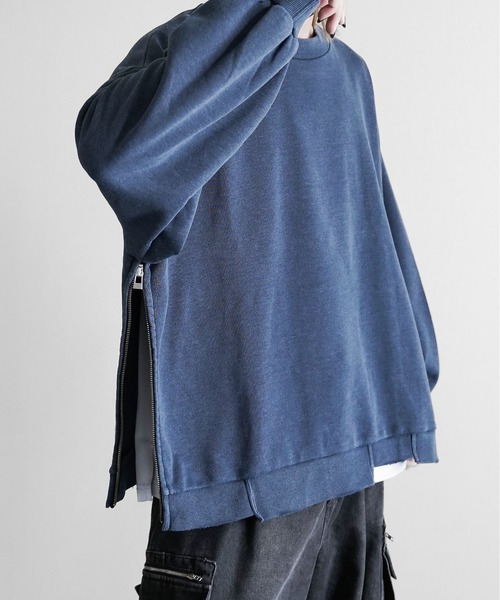 KUUUPY（クーピー）の「Side Zip Design Pigment Sweat - サイドジップデザインピグメント加工スウェット（スウェット・メンズ・チャコールグレー/ブラウン/ブルー・LARGE/MEDIUM/SMALL）」の11枚目の写真