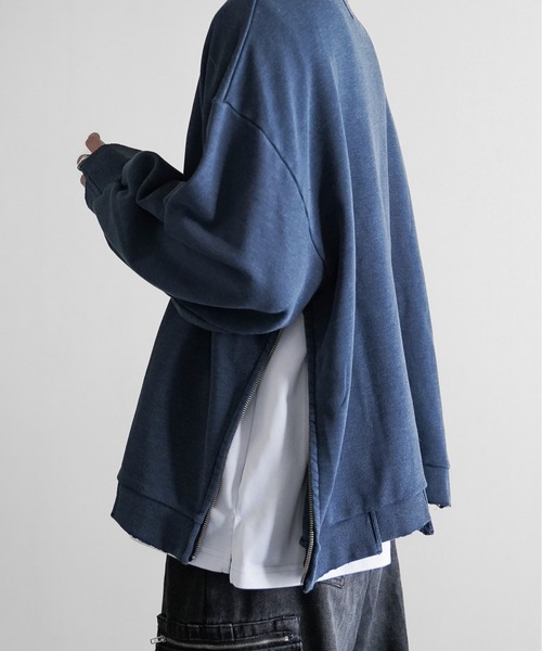 KUUUPY（クーピー）の「Side Zip Design Pigment Sweat - サイドジップデザインピグメント加工スウェット（スウェット・メンズ・チャコールグレー/ブラウン/ブルー・LARGE/MEDIUM/SMALL）」の12枚目の写真