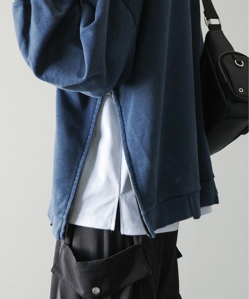 KUUUPY（クーピー）の「Side Zip Design Pigment Sweat - サイドジップデザインピグメント加工スウェット（スウェット・メンズ・チャコールグレー/ブラウン/ブルー・LARGE/MEDIUM/SMALL）」の15枚目の写真