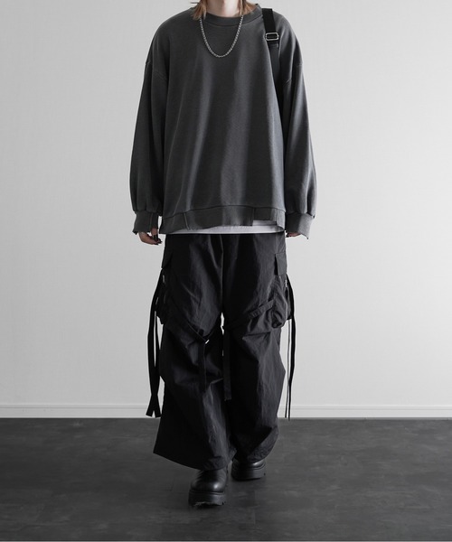 スウェット・トレーナー IONSEOUL Pochi pigment fleece over sweatshirt JE040 JieDa トレーナー スウェット OVERDYE EMBROIDERY SWEAT CREW