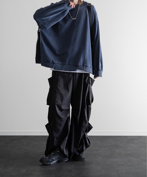 セール】Side Zip Design Pigment Sweat - サイドジップデザイン