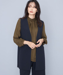 A/C DESIGN BY ALPHA CUBIC | 【セットアップ対応】ジョーゼットロングジレ(ノーカラージャケット)